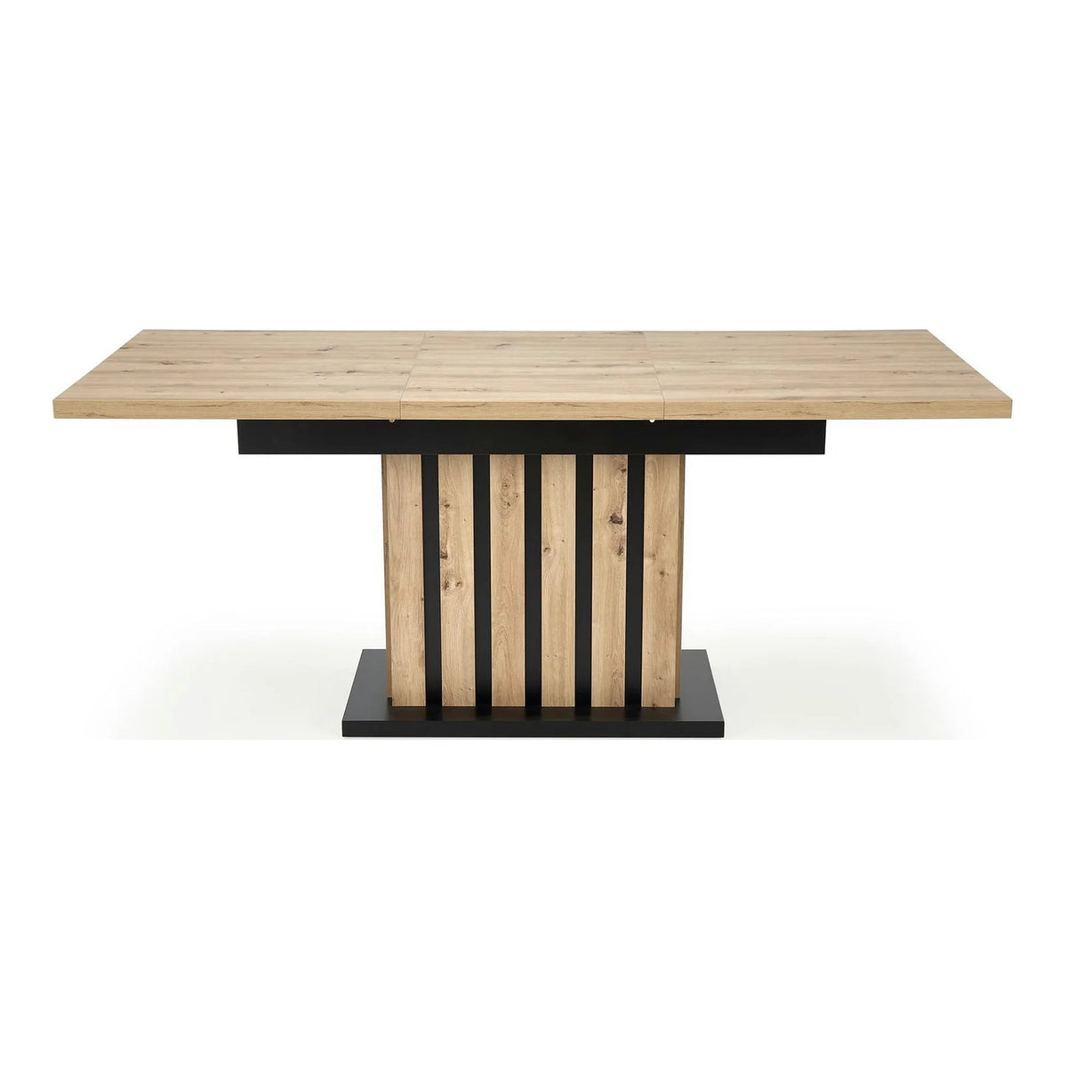 Masa extensibila LAMELLO, stejar/negru, PAL laminat, 130/180x80x76 cm
