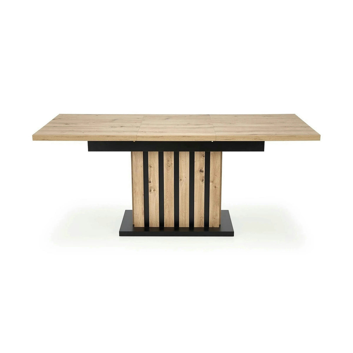 Masa extensibila LAMELLO, stejar/negru, PAL laminat, 130/180x80x76 cm