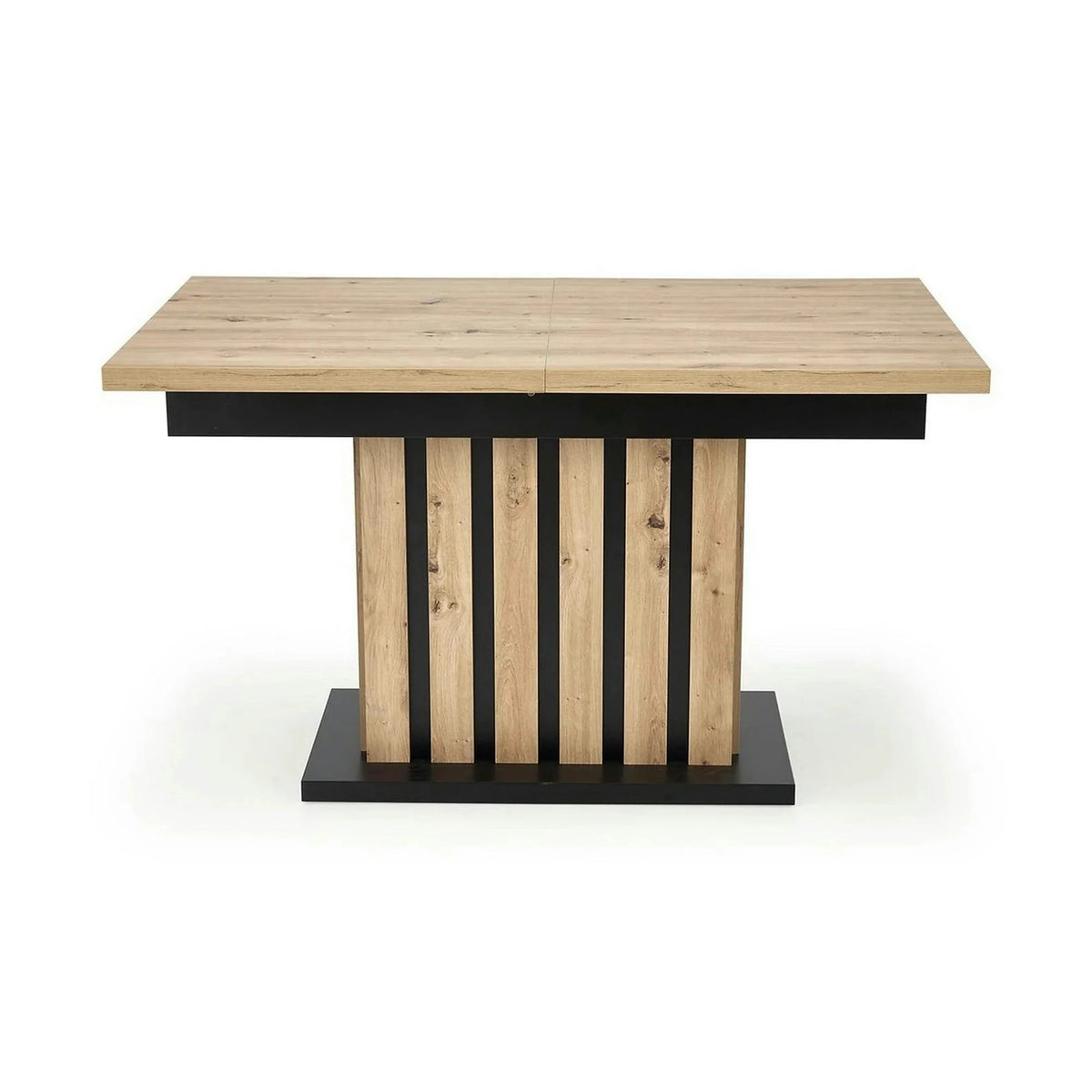 Masa extensibila LAMELLO, stejar/negru, PAL laminat, 130/180x80x76 cm