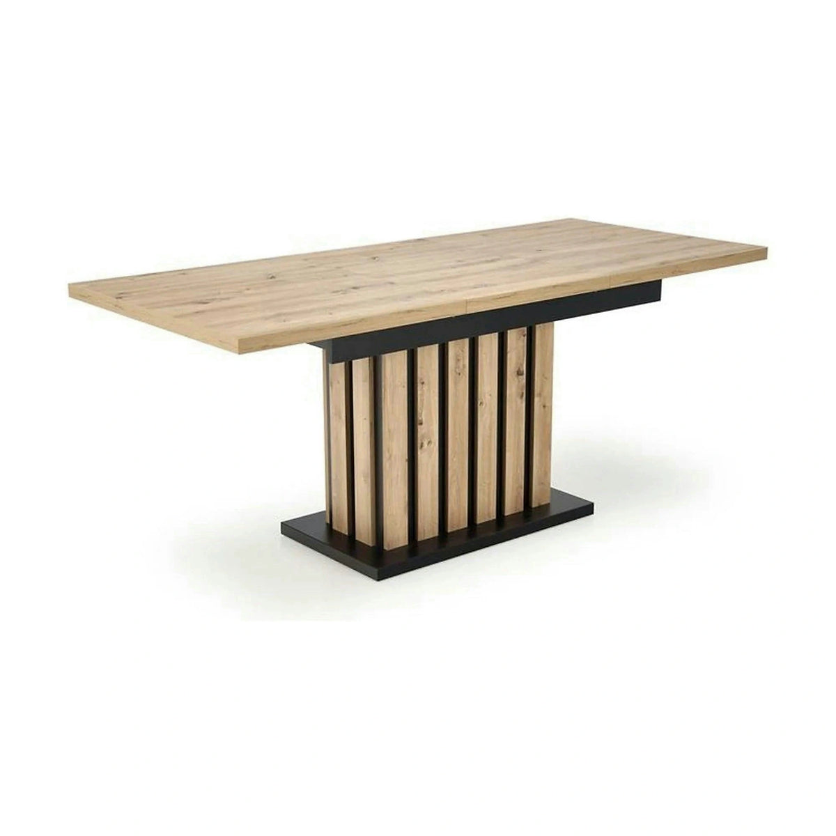Masa extensibila LAMELLO, stejar/negru, PAL laminat, 130/180x80x76 cm