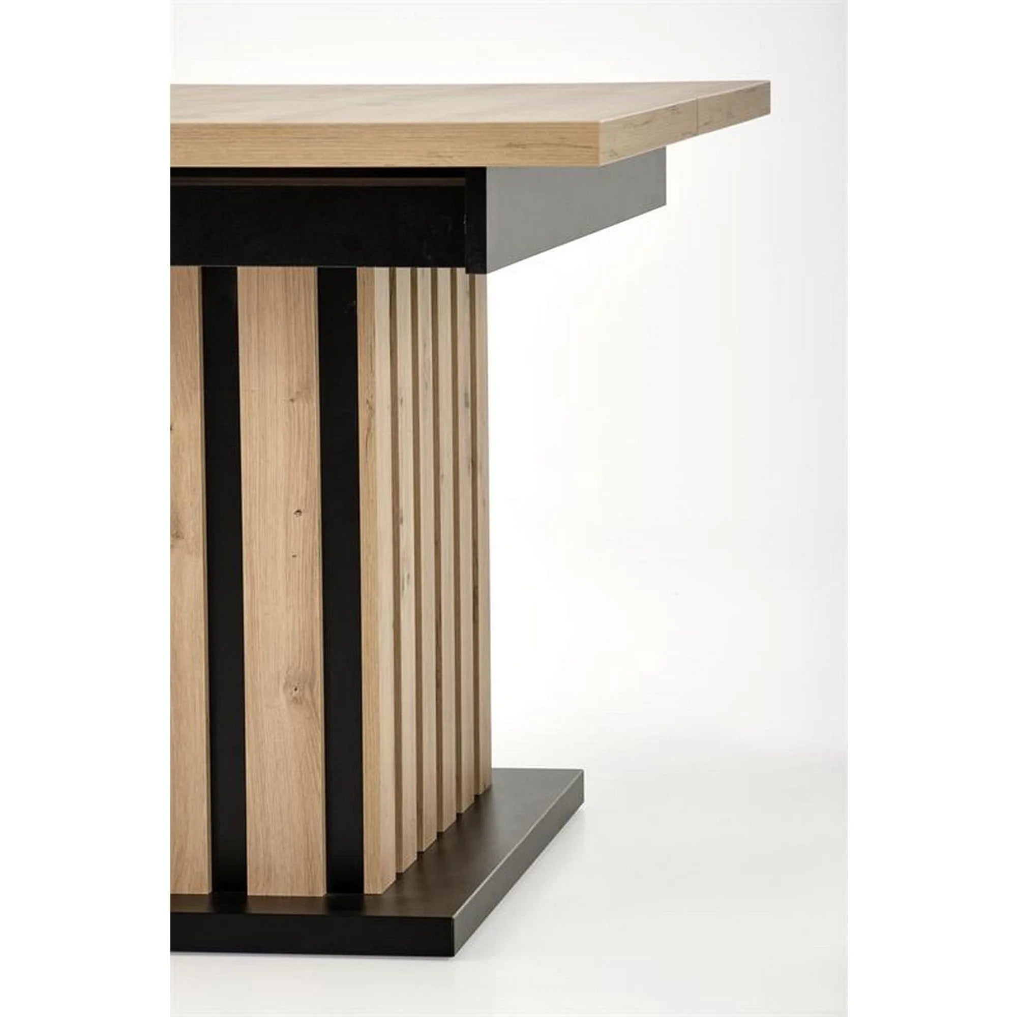 Masa extensibila LAMELLO, stejar/negru, PAL laminat, 130/180x80x76 cm