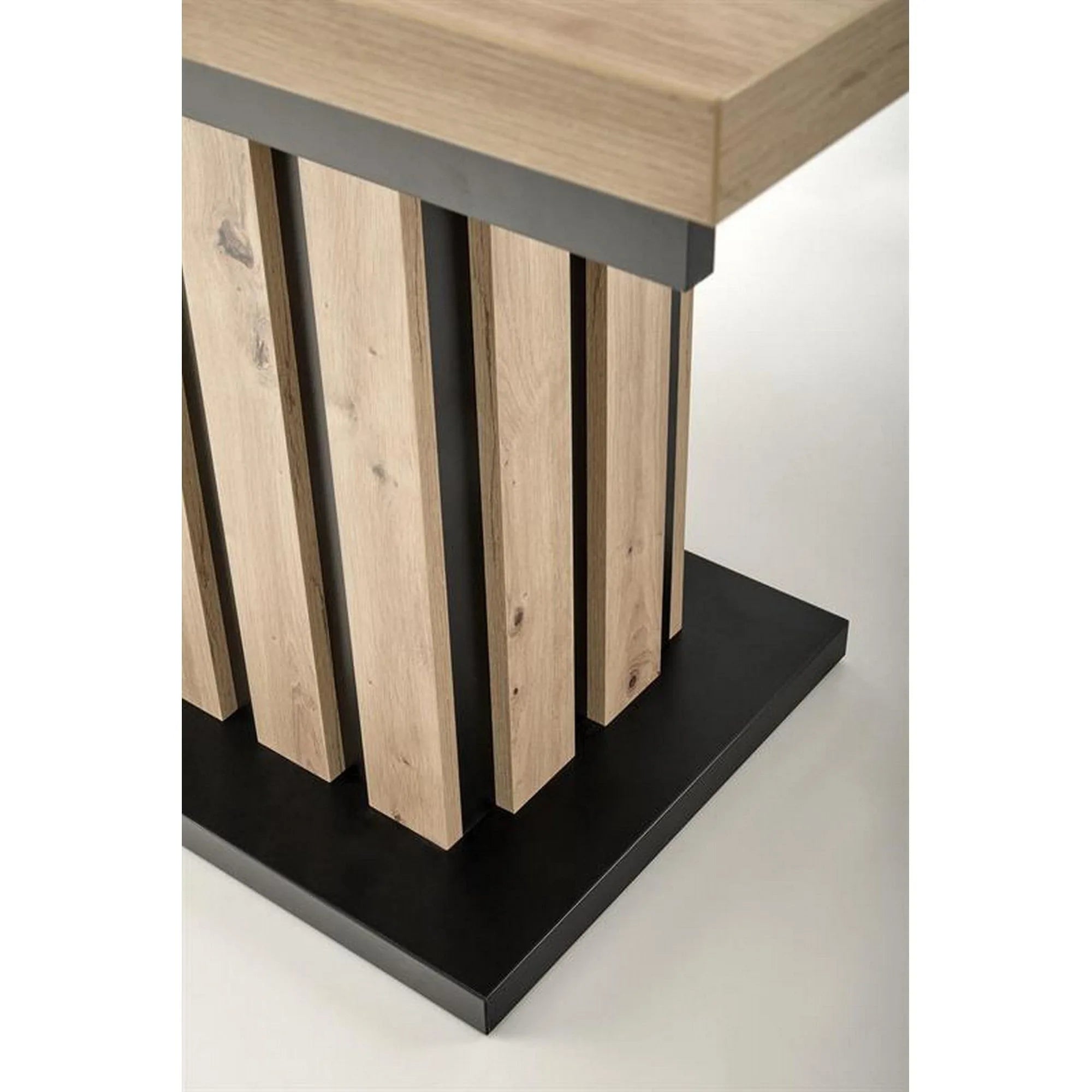 Masa extensibila LAMELLO, stejar/negru, PAL laminat, 130/180x80x76 cm