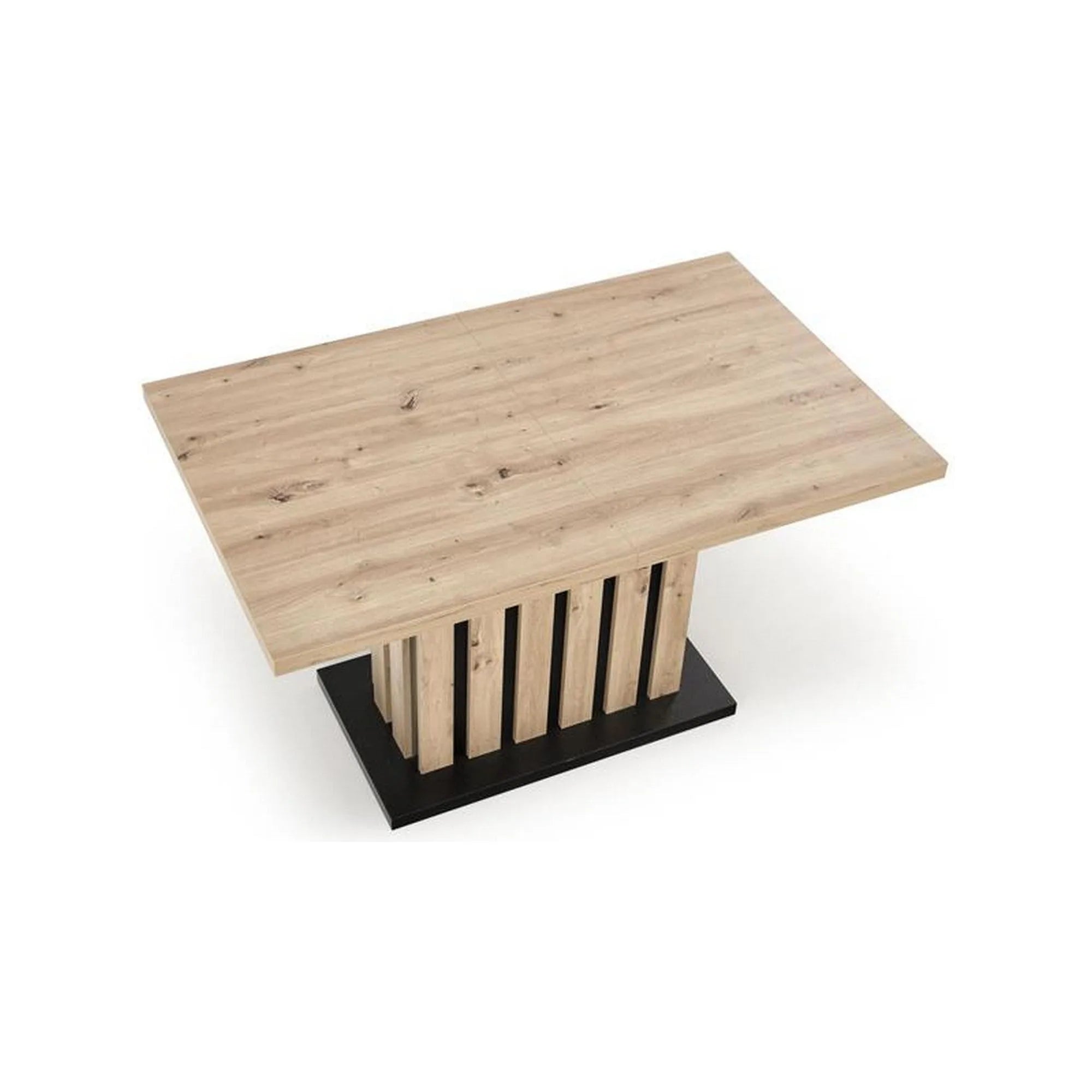 Masa extensibila LAMELLO, stejar/negru, PAL laminat, 130/180x80x76 cm