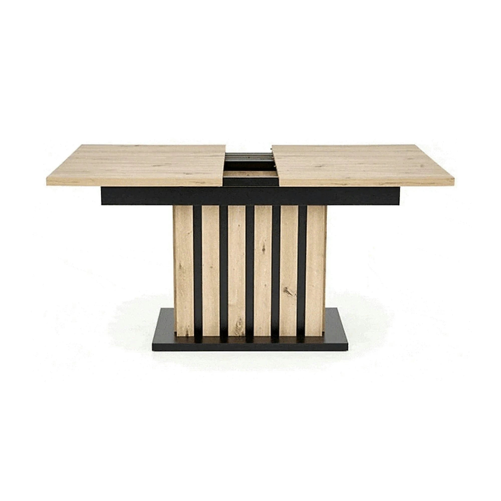 Masa extensibila LAMELLO, stejar/negru, PAL laminat, 160/210x90x76 cm