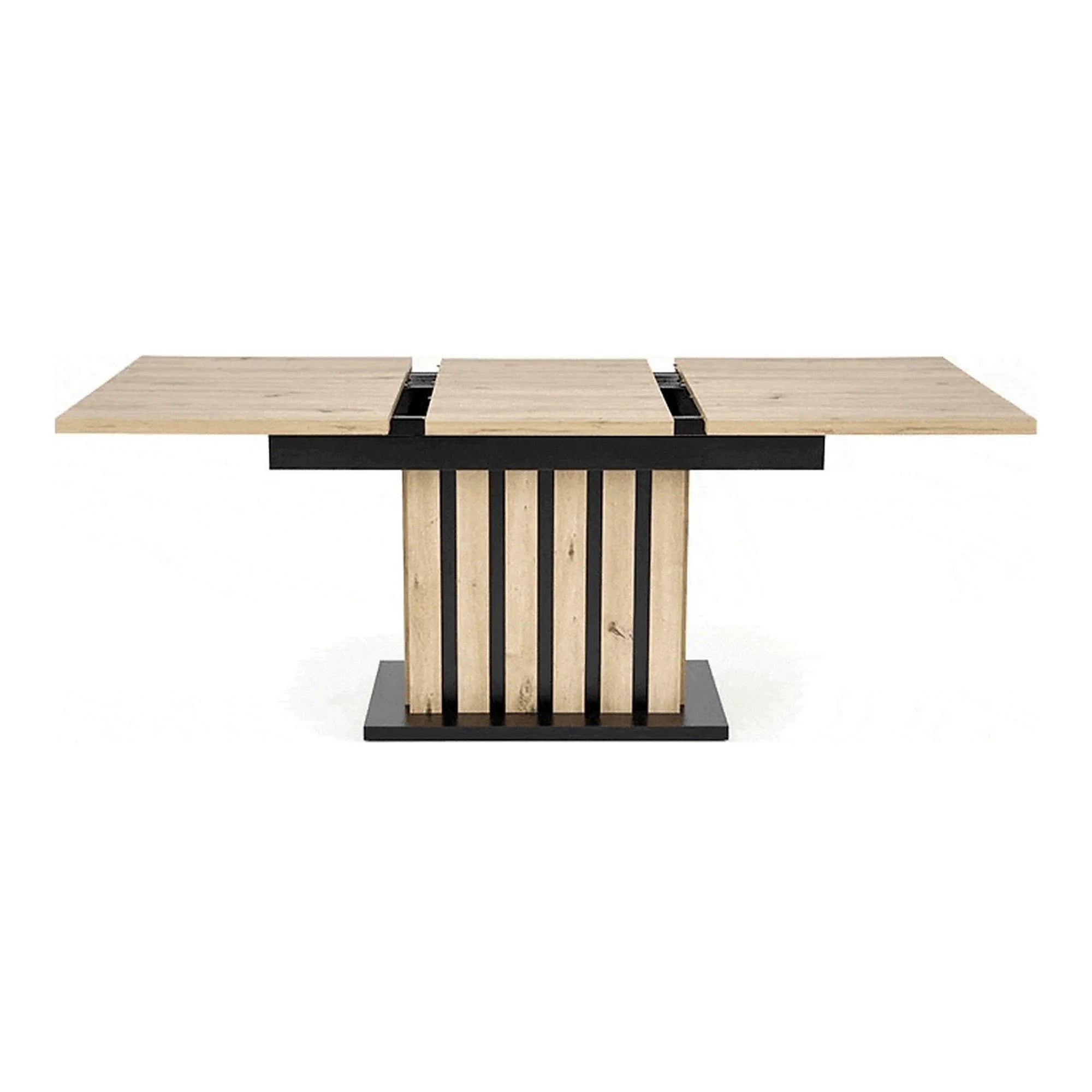 Masa extensibila LAMELLO, stejar/negru, PAL laminat, 160/210x90x76 cm