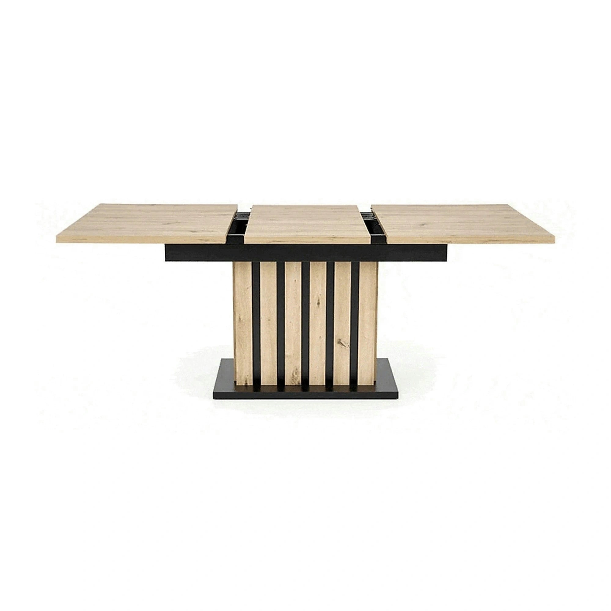 Masa extensibila LAMELLO, stejar/negru, PAL laminat, 160/210x90x76 cm