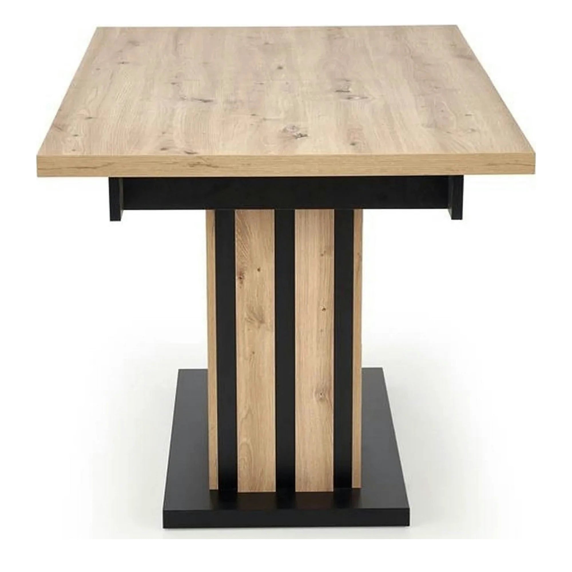 Masa extensibila LAMELLO, stejar/negru, PAL laminat, 160/210x90x76 cm