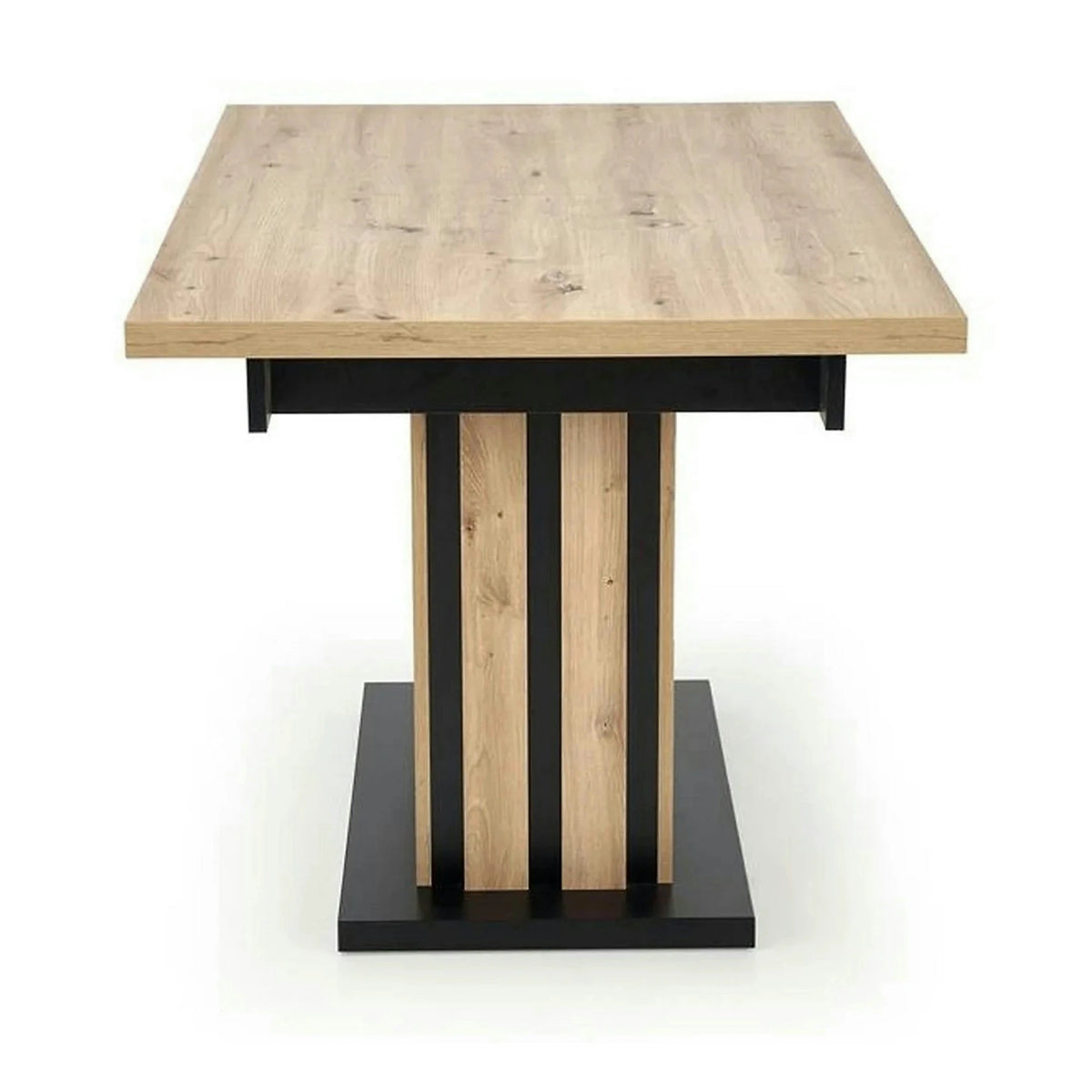 Masa extensibila LAMELLO, stejar/negru, PAL laminat, 160/210x90x76 cm