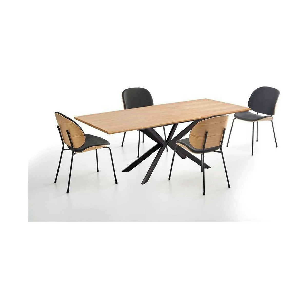 Masa extensibila LEGARTO, stejar/negru, 160/200x90x76 cm