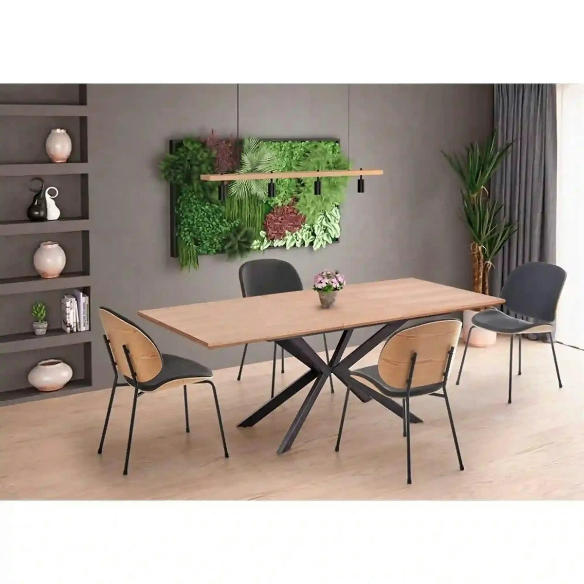 Masa extensibila LEGARTO, stejar/negru, 160/200x90x76 cm
