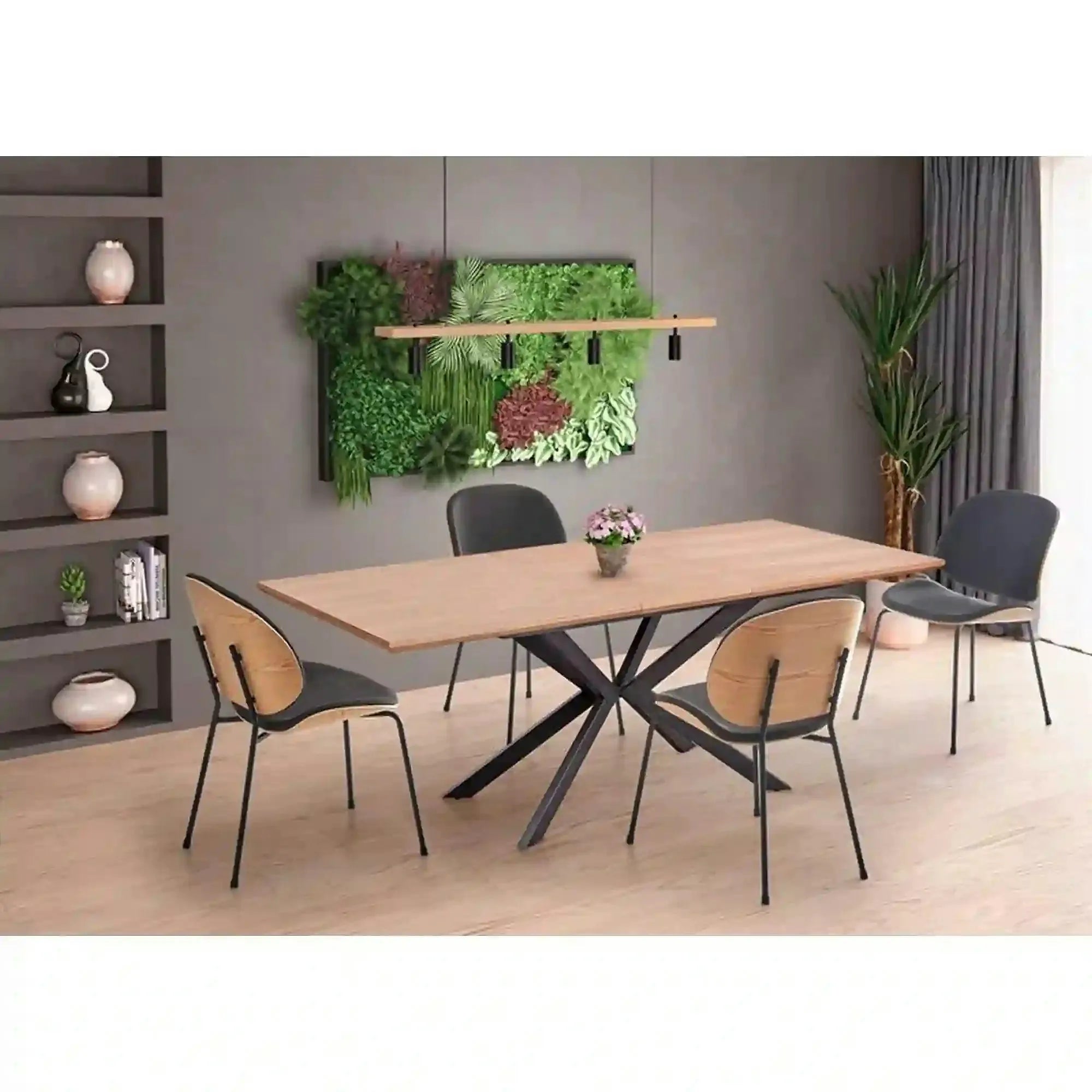 Masa extensibila LEGARTO, stejar/negru, 160/200x90x76 cm
