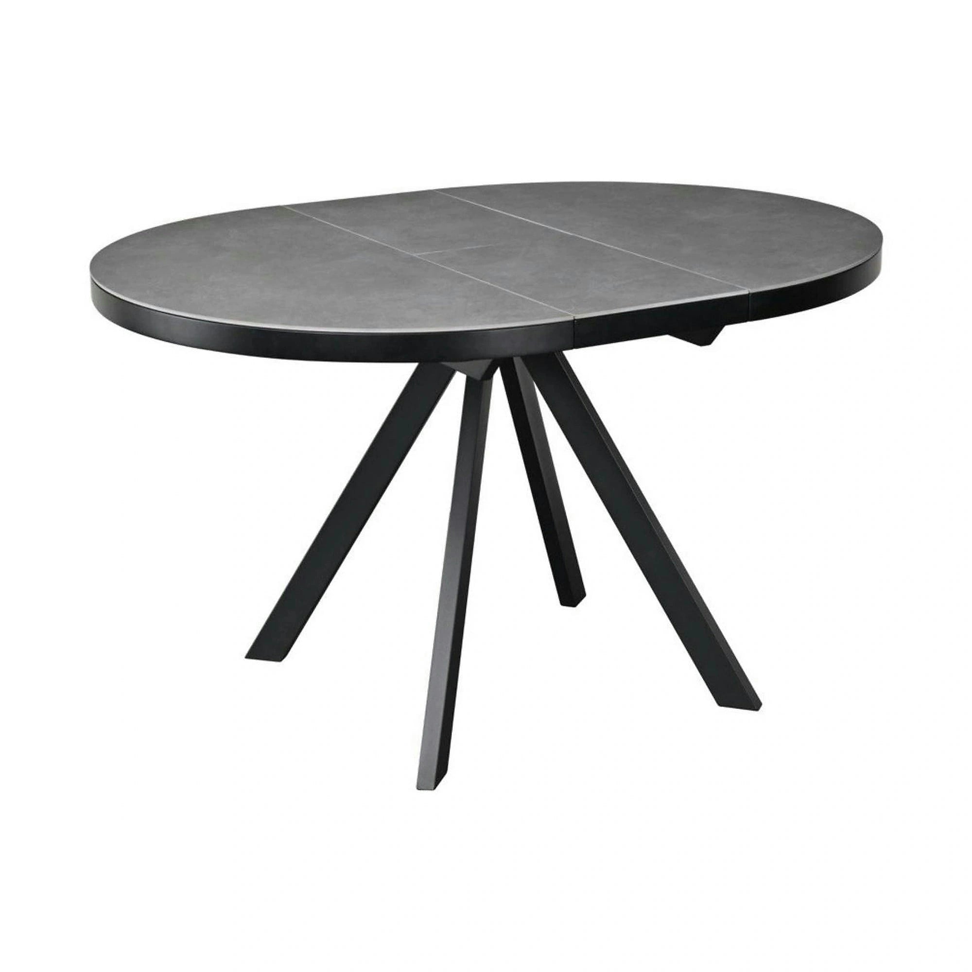 Masa extensibila LIBRA, gri mat/negru, ceramica/metal, 100/130x100x75 cm