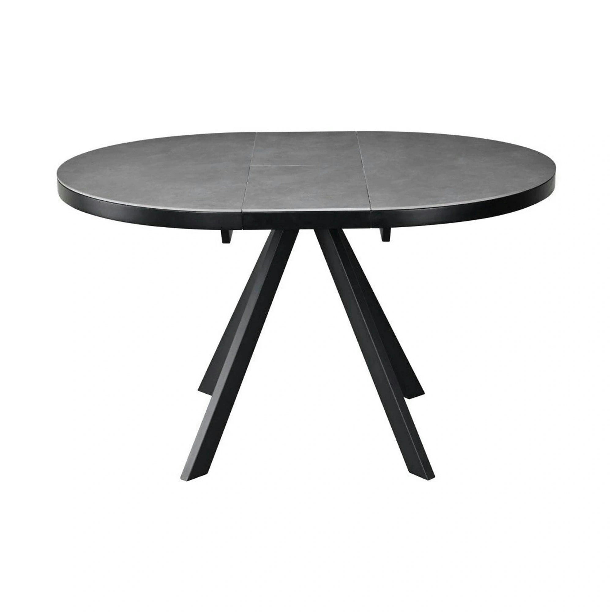 Masa extensibila LIBRA, gri mat/negru, ceramica/metal, 100/130x100x75 cm