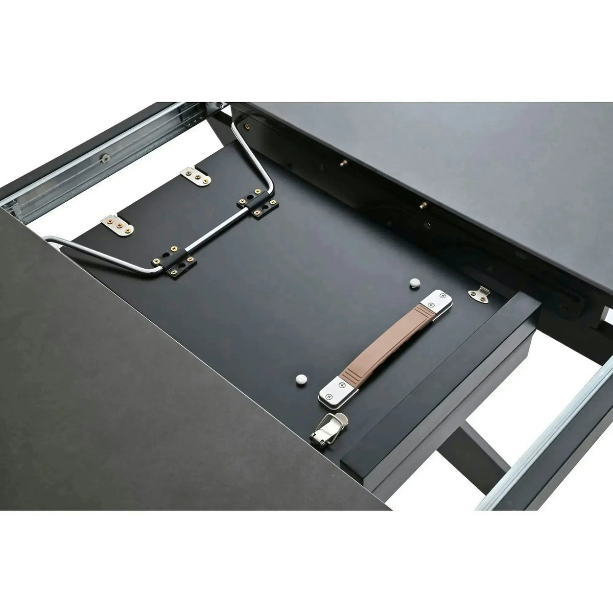 Masa extensibila LIBRA, gri mat/negru, ceramica/metal, 100/130x100x75 cm