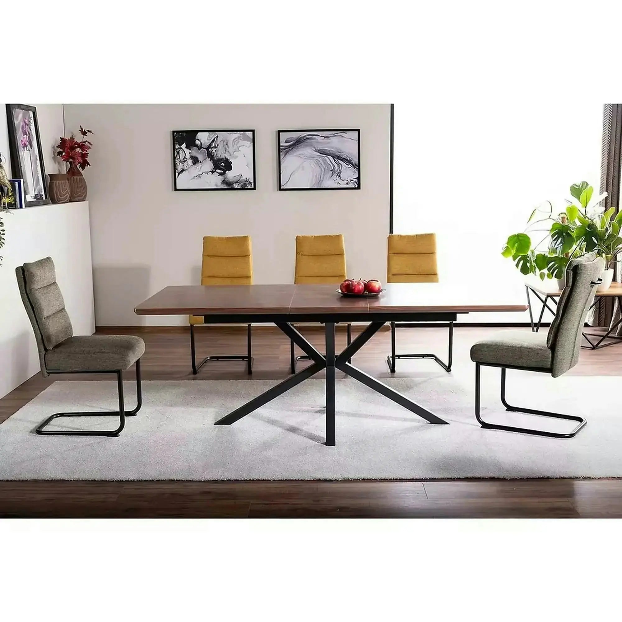 Masa extensibila LOGAN, nuc/negru mat, 160/200x90x75 cm