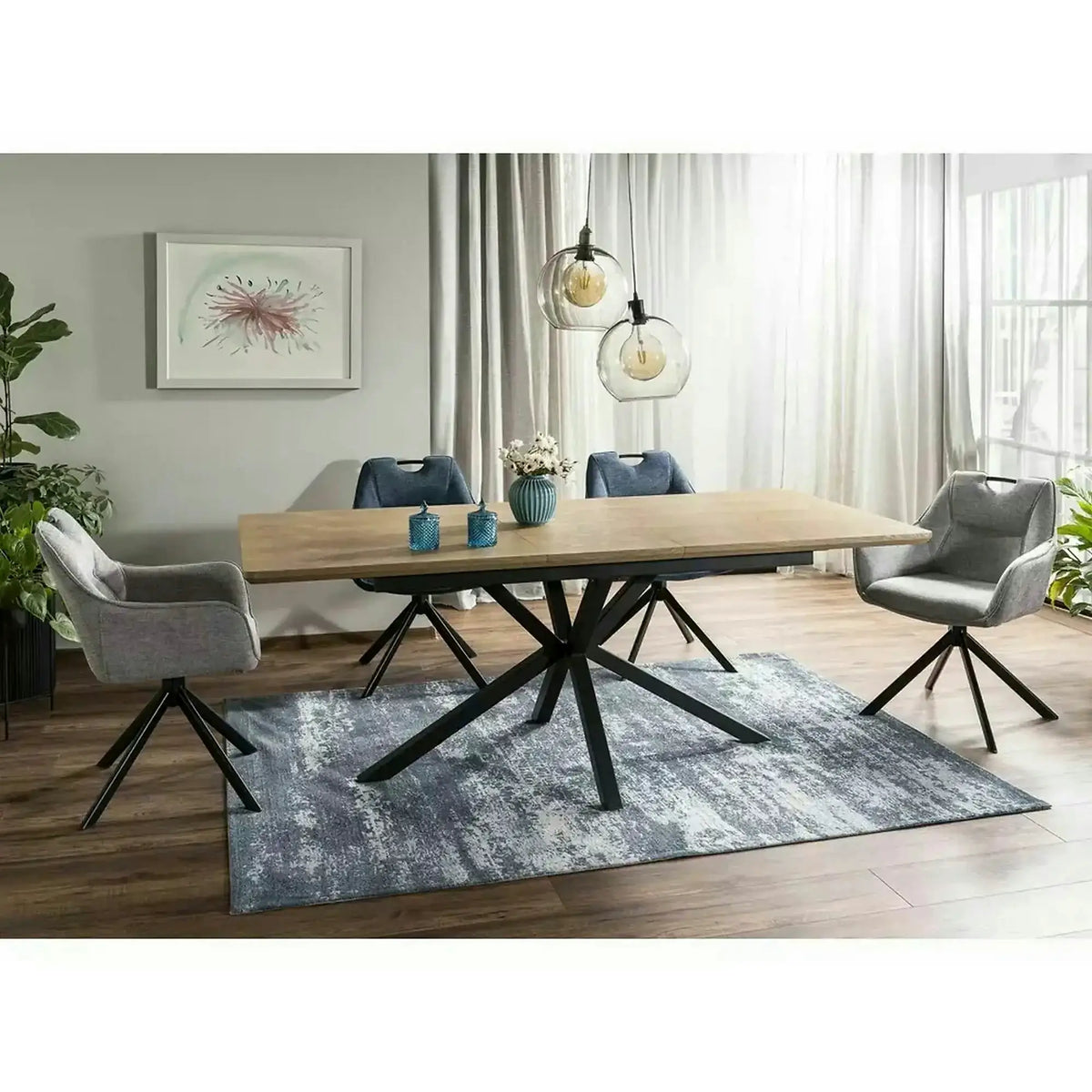 Masa extensibila LOGAN, stejar/negru, 160/200x90x76 cm