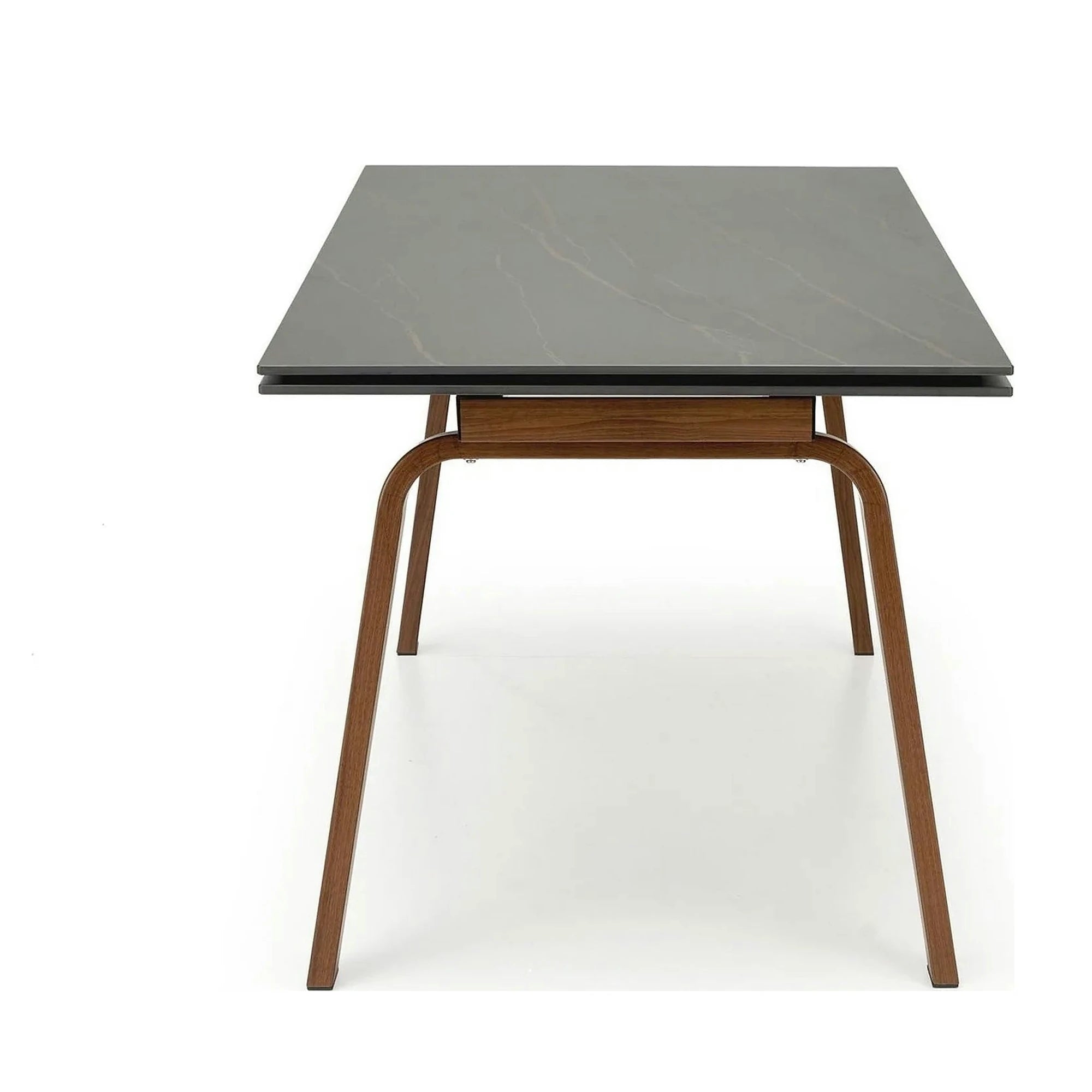 Masa extensibila LOZANO, maro/nuc, metal/piatra sinterizata, 140-200x82x76 cm