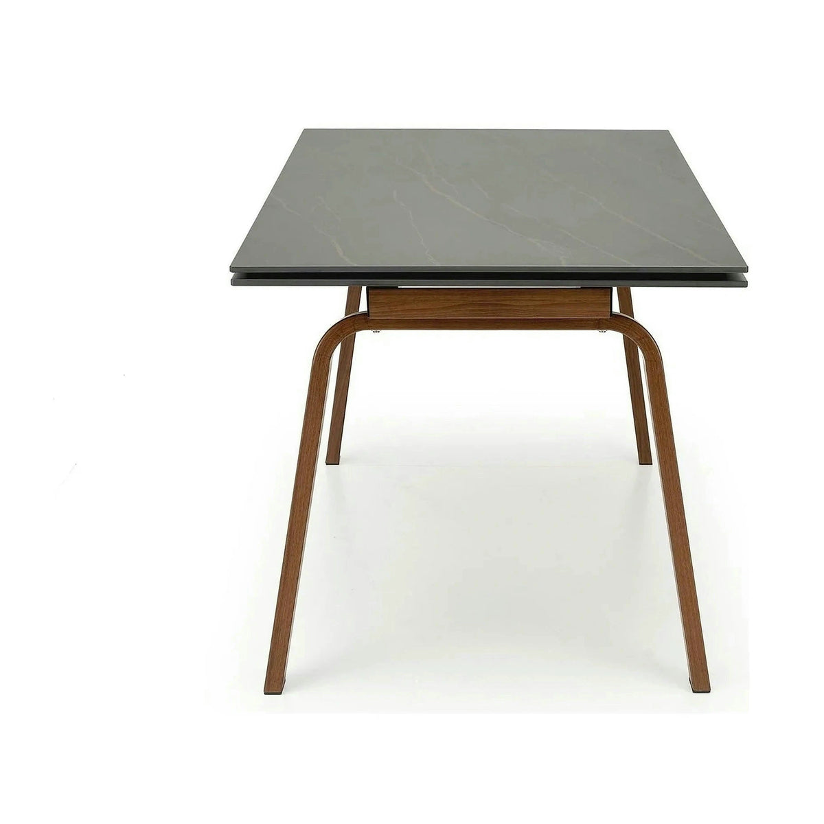 Masa extensibila LOZANO, maro/nuc, metal/piatra sinterizata, 140-200x82x76 cm