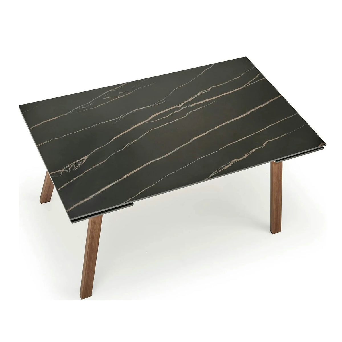 Masa extensibila LOZANO, maro/nuc, metal/piatra sinterizata, 140-200x82x76 cm