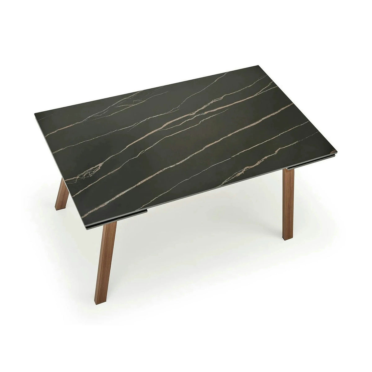 Masa extensibila LOZANO, maro/nuc, metal/piatra sinterizata, 140-200x82x76 cm