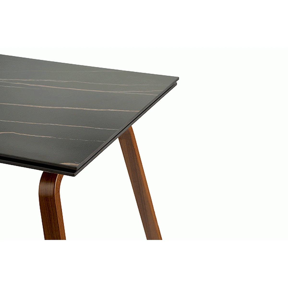 Masa extensibila LOZANO, maro/nuc, metal/piatra sinterizata, 140-200x82x76 cm