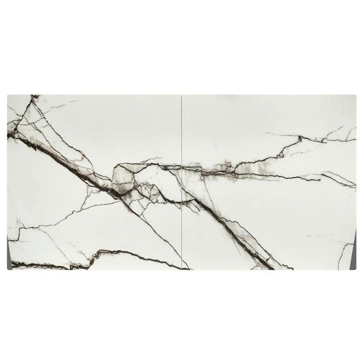 Masa extensibila LUCIANO, alb cu efect de marmura/negru, ceramica/sticla/otel, 180/230x90x76 cm