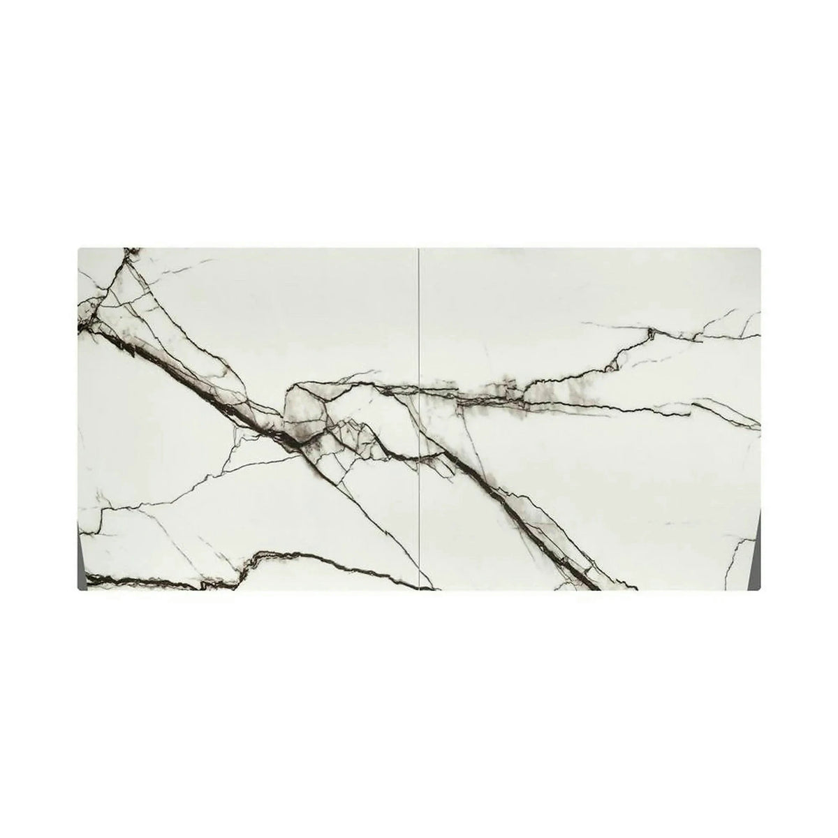 Masa extensibila LUCIANO, alb cu efect de marmura/negru, ceramica/sticla/otel, 180/230x90x76 cm