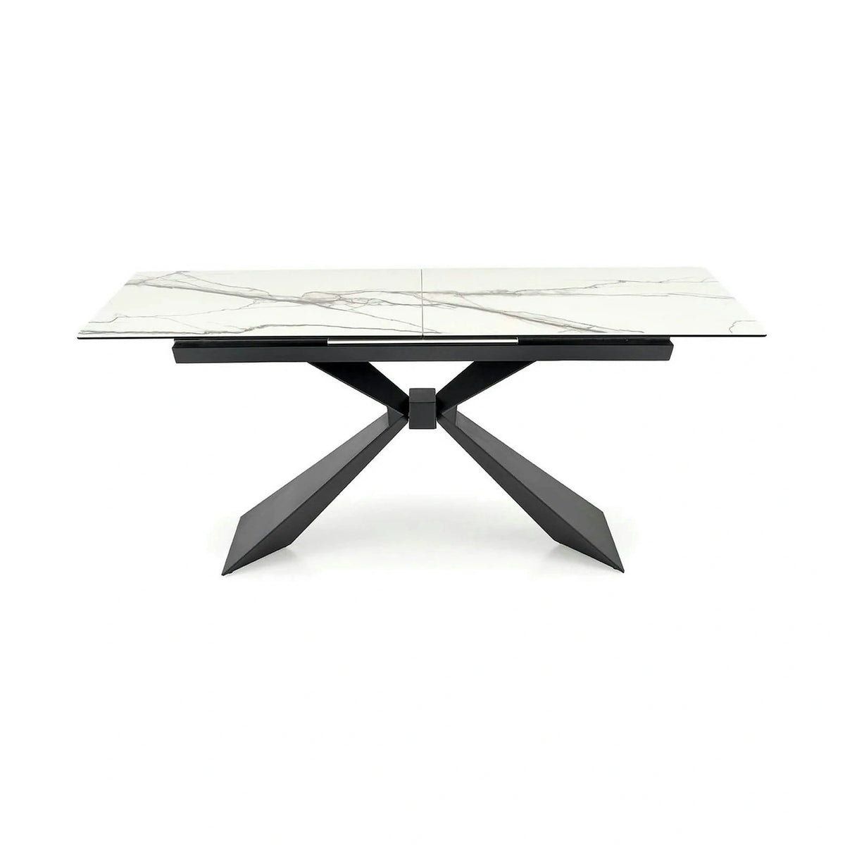 Masa extensibila LUCIANO, alb cu efect de marmura/negru, ceramica/sticla/otel, 180/230x90x76 cm