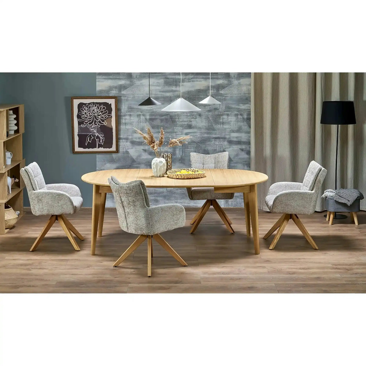 Masa extensibila MAGNUS, stejar natural, PAL laminat/furnir, 120/200x120x76 cm