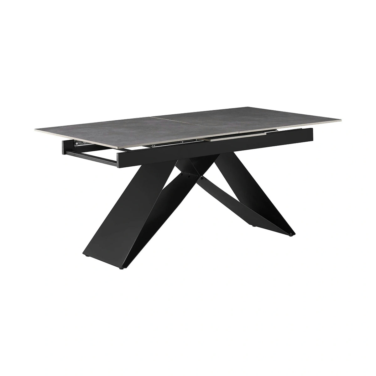 Masa extensibila MAJED, gri beton/negru, ceramica/metal, 160/200x90x75 cm