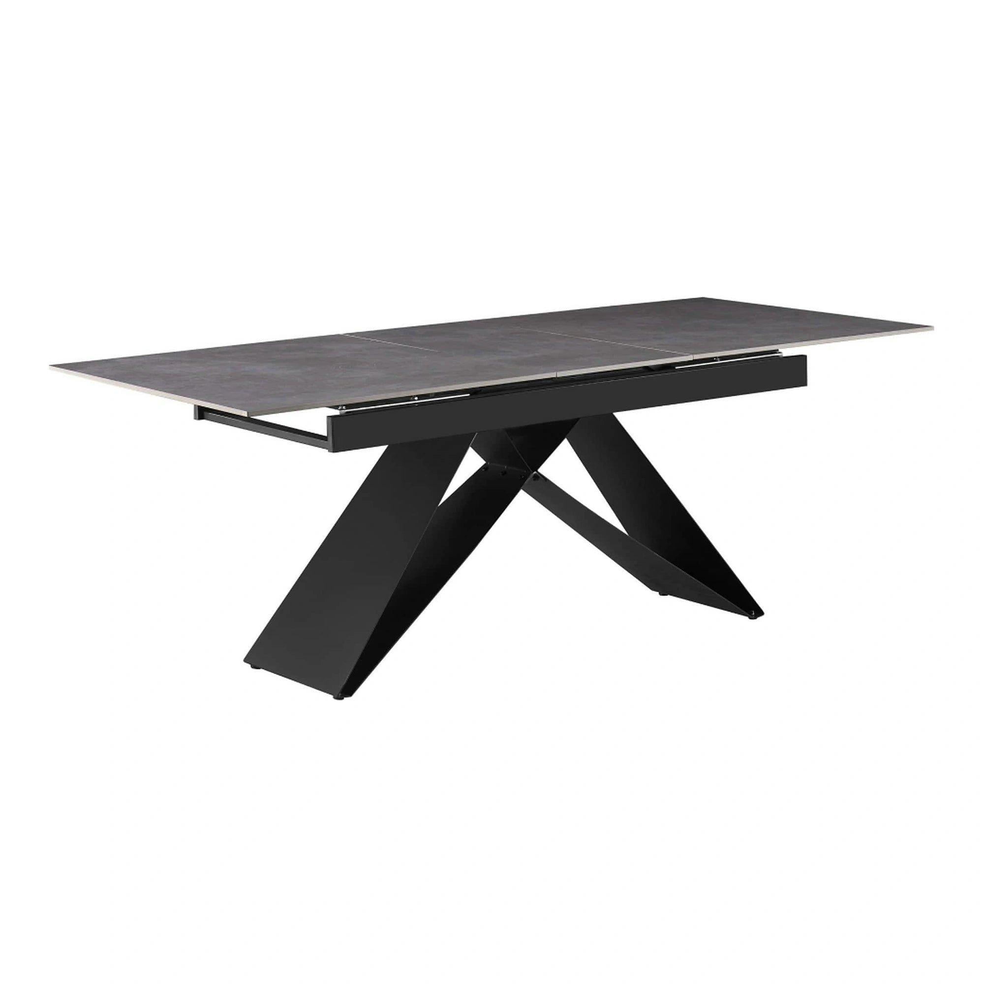 Masa extensibila MAJED, gri beton/negru, ceramica/metal, 160/200x90x75 cm