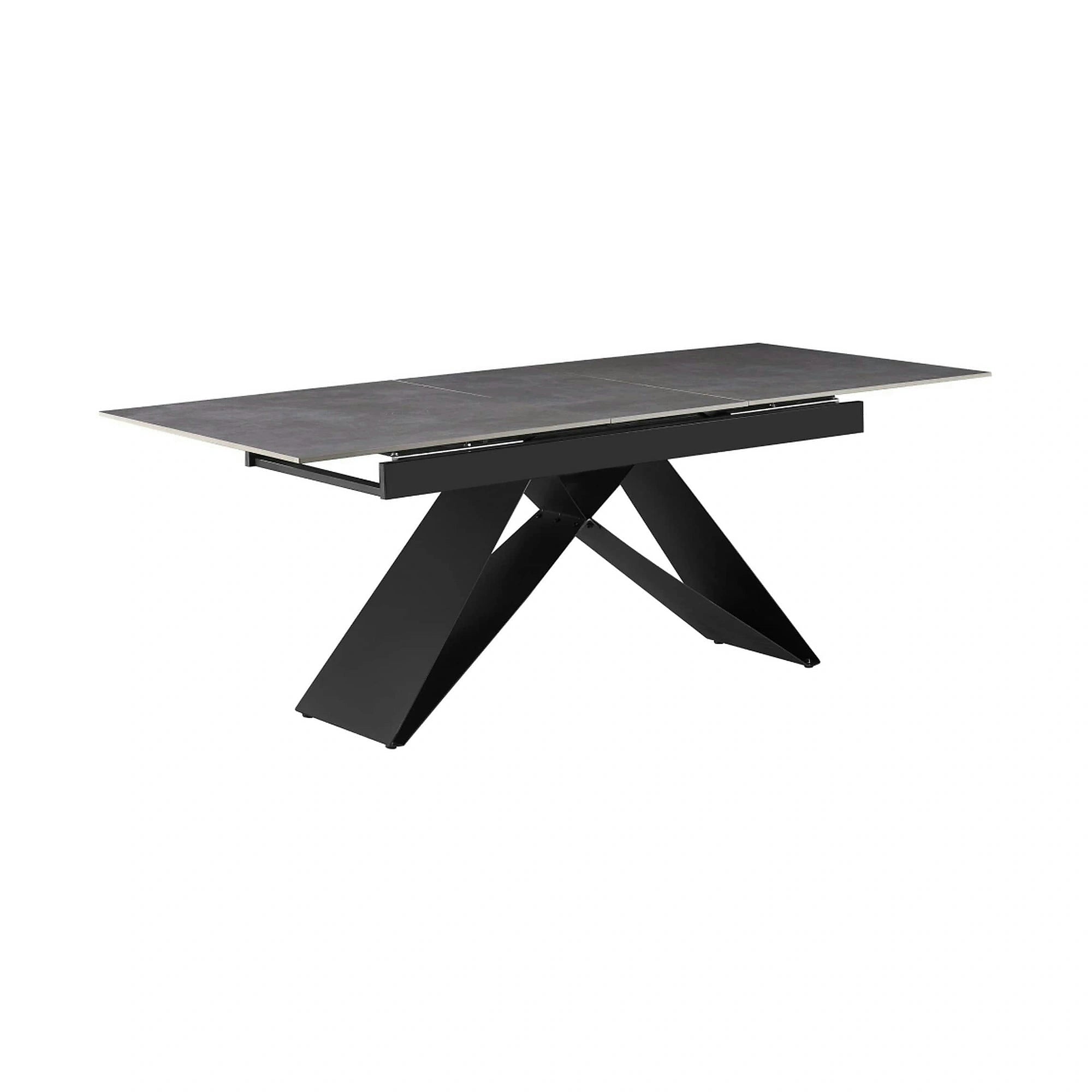 Masa extensibila MAJED, gri beton/negru, ceramica/metal, 160/200x90x75 cm