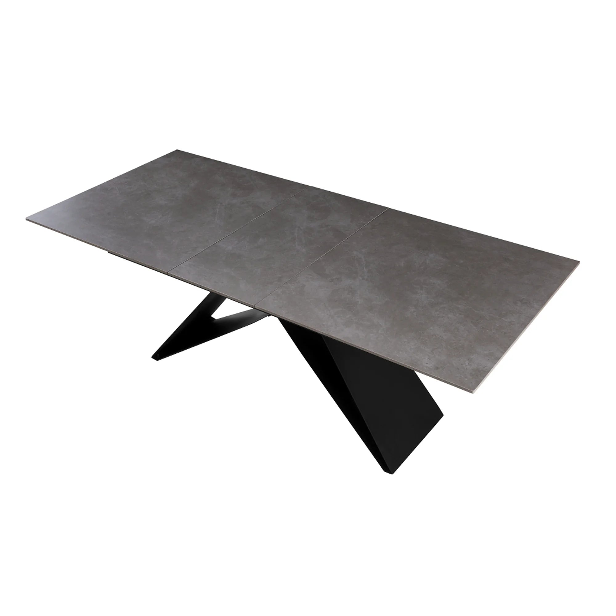 Masa extensibila MAJED, gri beton/negru, ceramica/metal, 160/200x90x75 cm