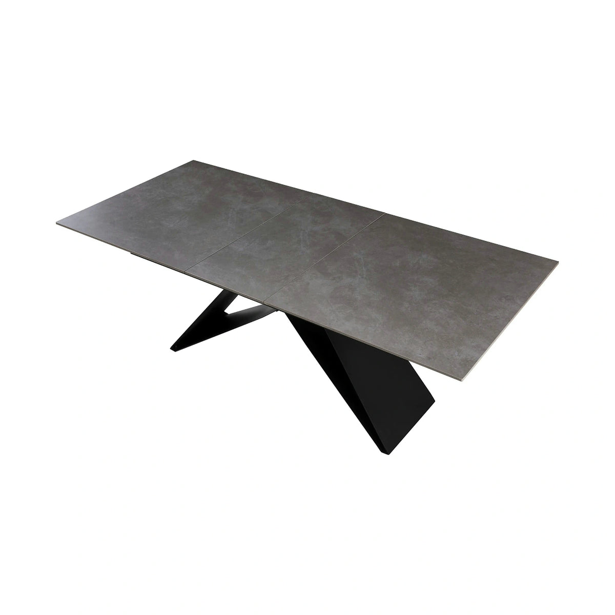 Masa extensibila MAJED, gri beton/negru, ceramica/metal, 160/200x90x75 cm