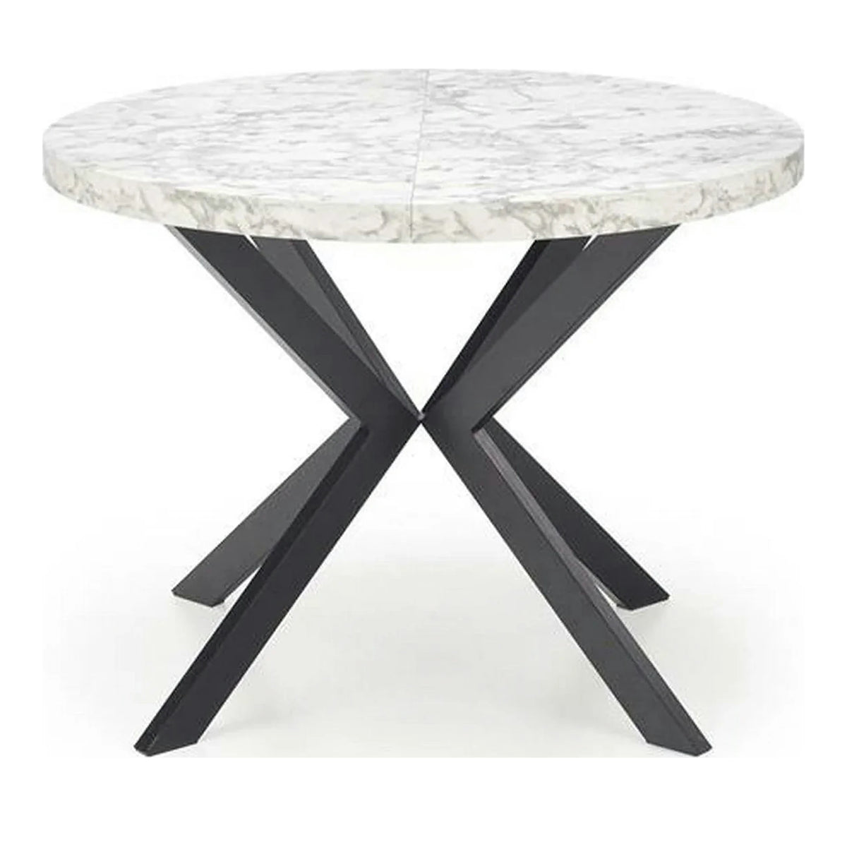 Masa extensibila mare PERONI, alb/negru, PAL furniruit /otel, 100/250x100x75 cm