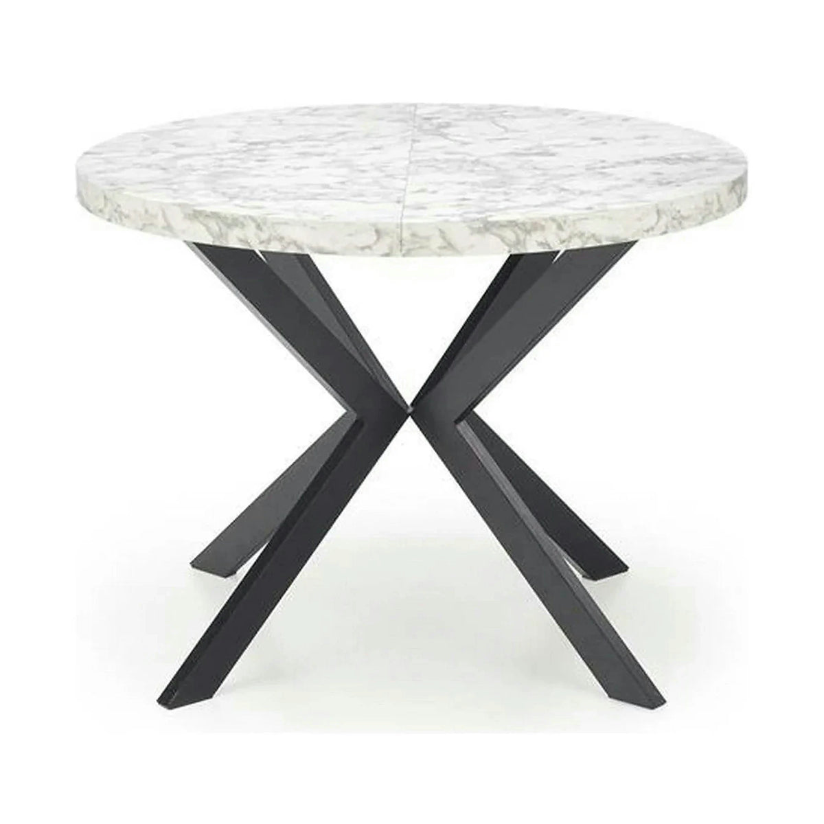 Masa extensibila mare PERONI, alb/negru, PAL furniruit /otel, 100/250x100x75 cm