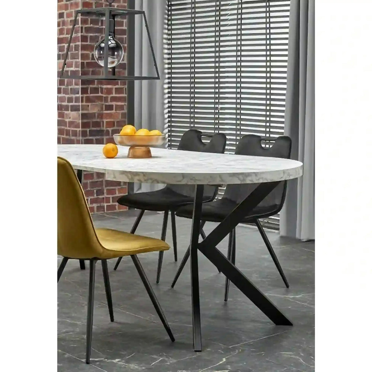 Masa extensibila mare PERONI, alb/negru, PAL furniruit /otel, 100/250x100x75 cm