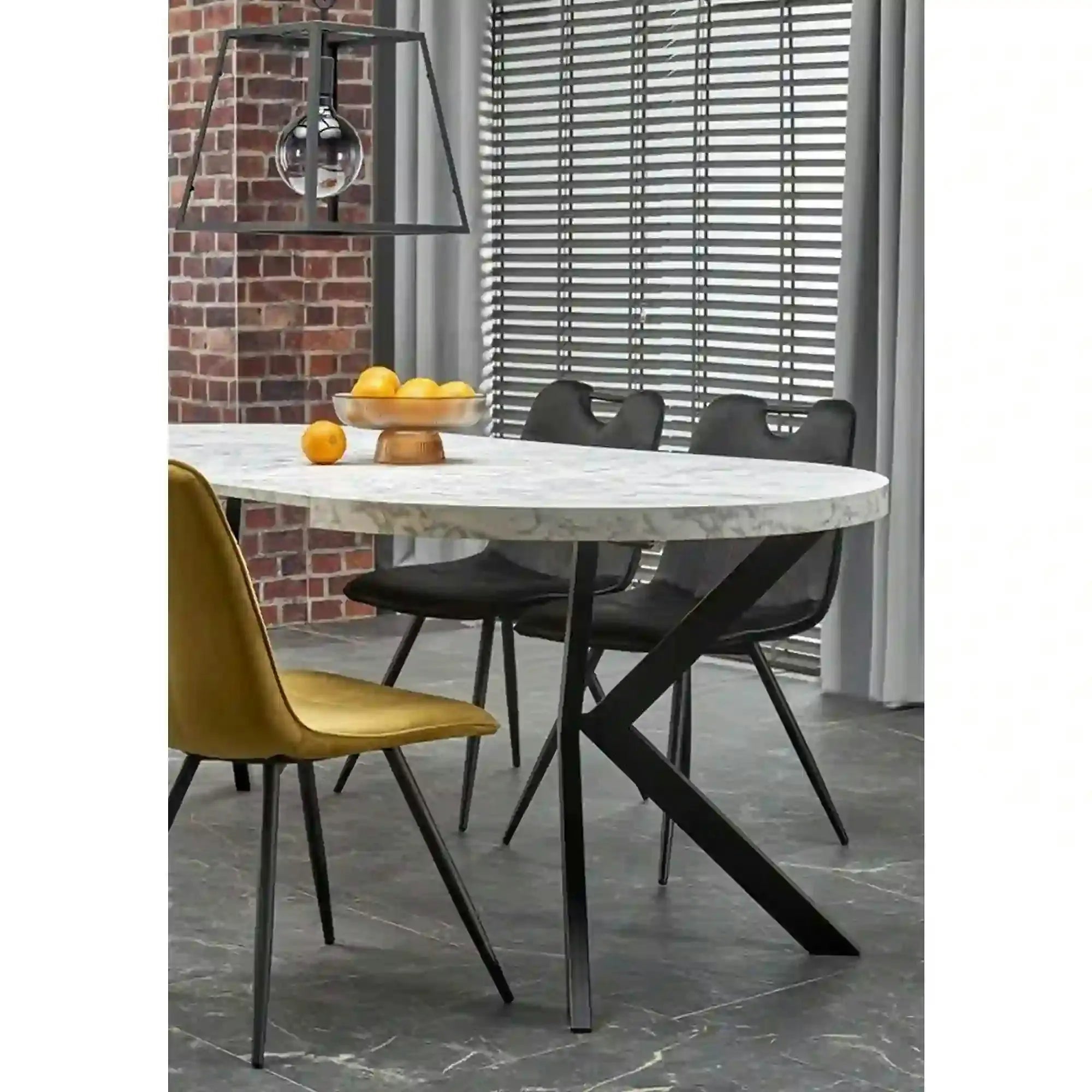 Masa extensibila mare PERONI, alb/negru, PAL furniruit /otel, 100/250x100x75 cm