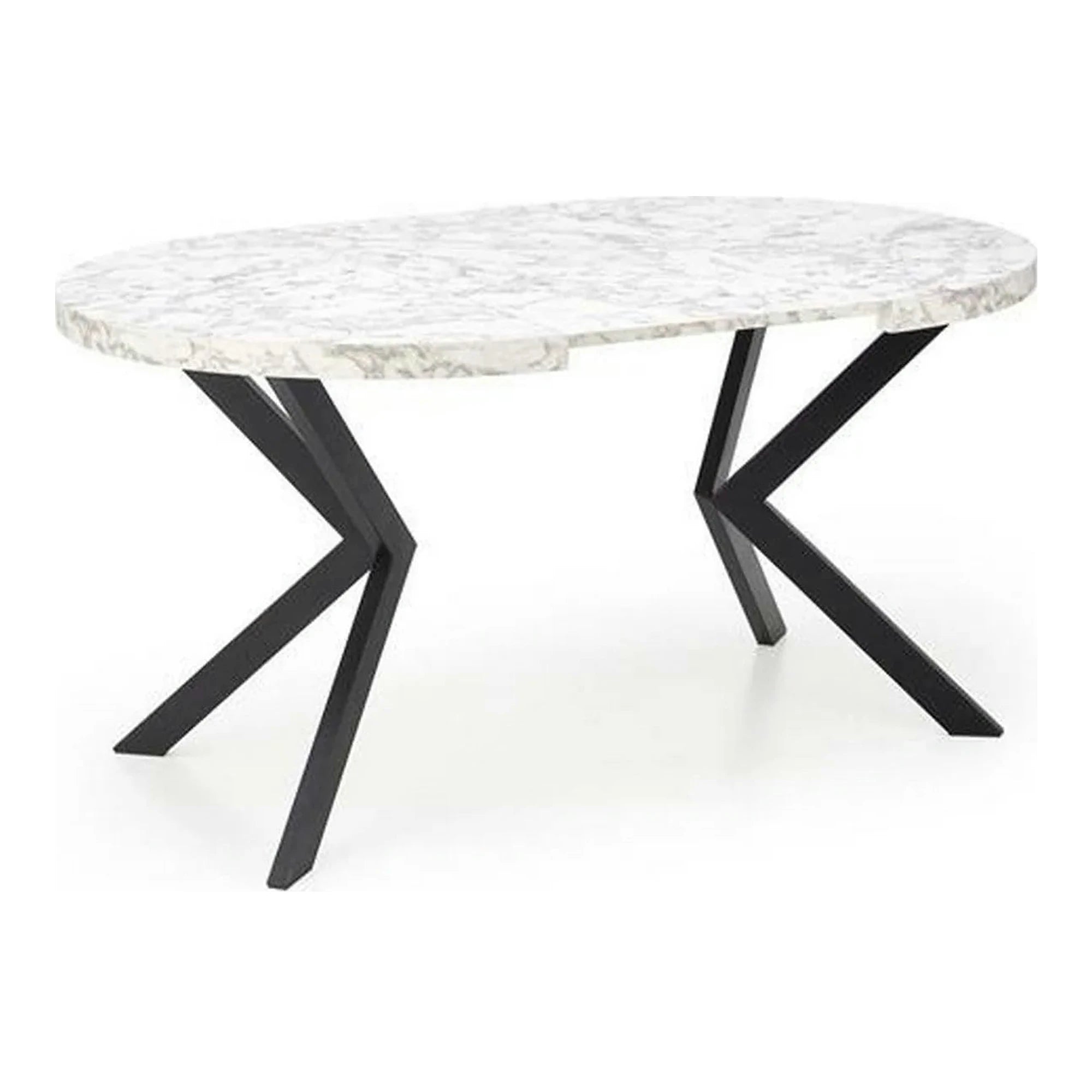 Masa extensibila mare PERONI, alb/negru, PAL furniruit /otel, 100/250x100x75 cm