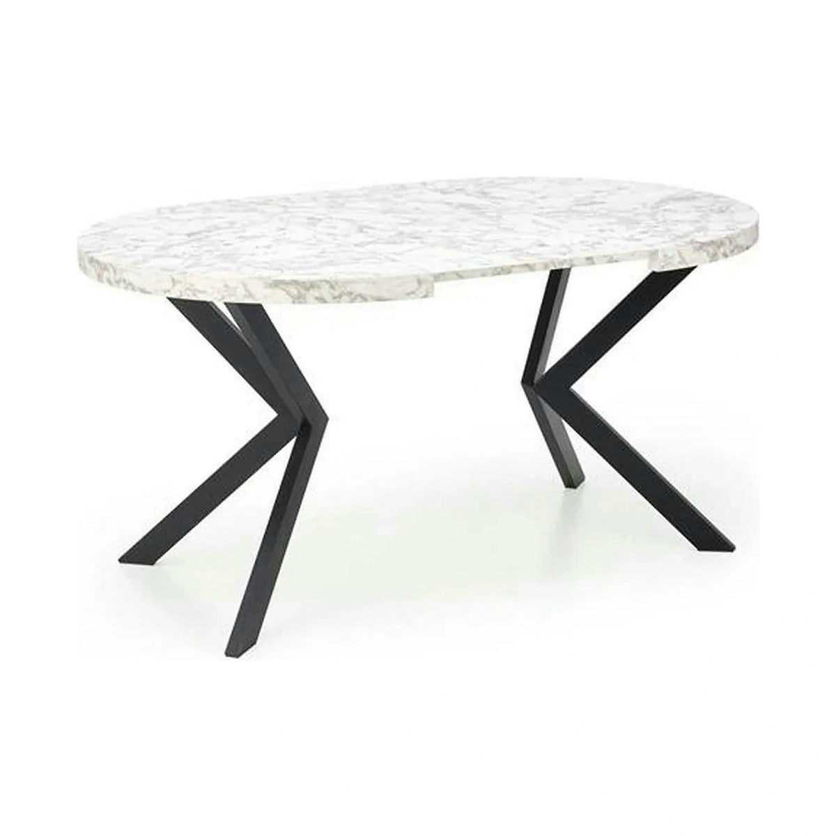 Masa extensibila mare PERONI, alb/negru, PAL furniruit /otel, 100/250x100x75 cm