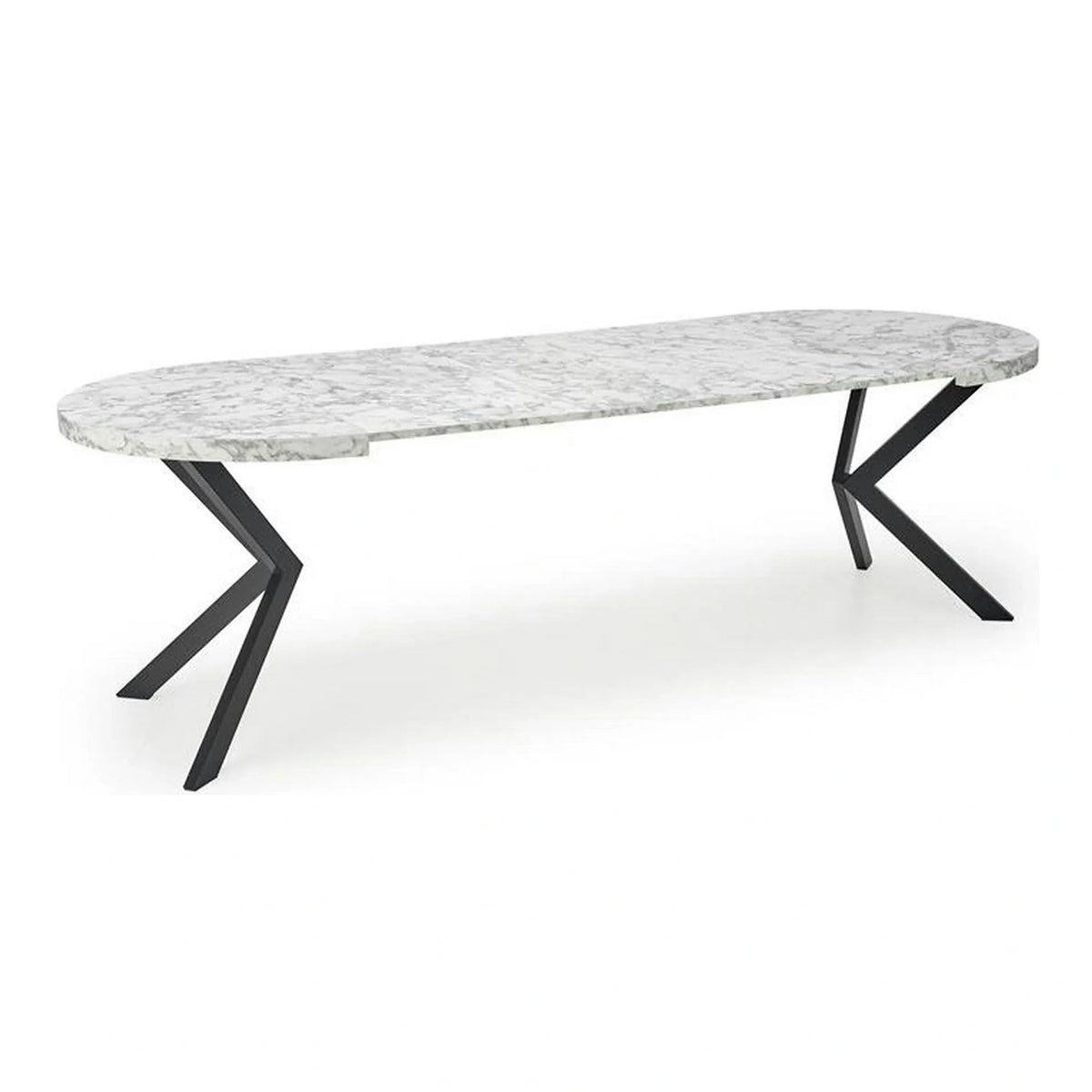Masa extensibila mare PERONI, alb/negru, PAL furniruit /otel, 100/250x100x75 cm