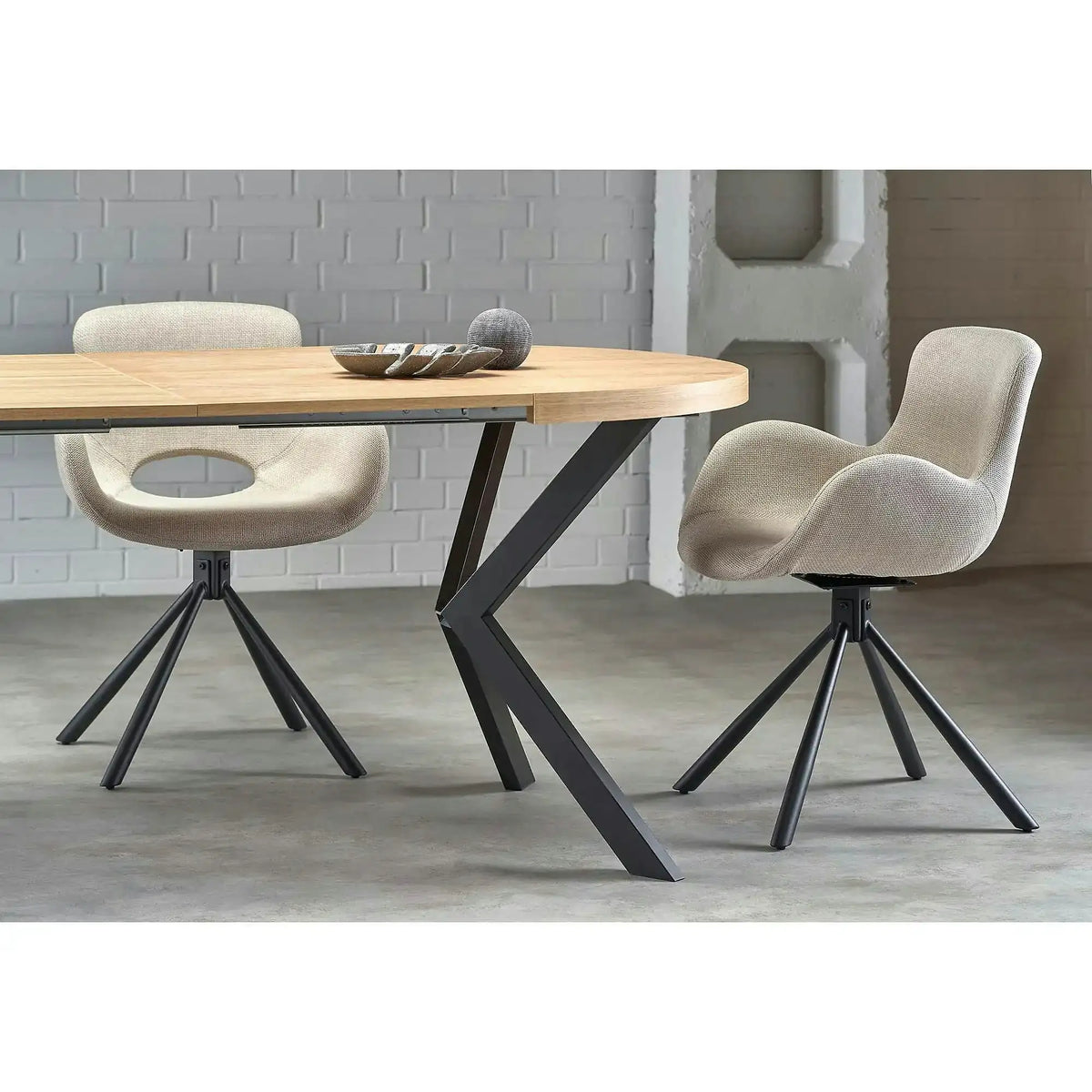 Masa extensibila mare PERONI, stejar auriu/negru, PAL furniruit/otel, 100/250x100x75 cm