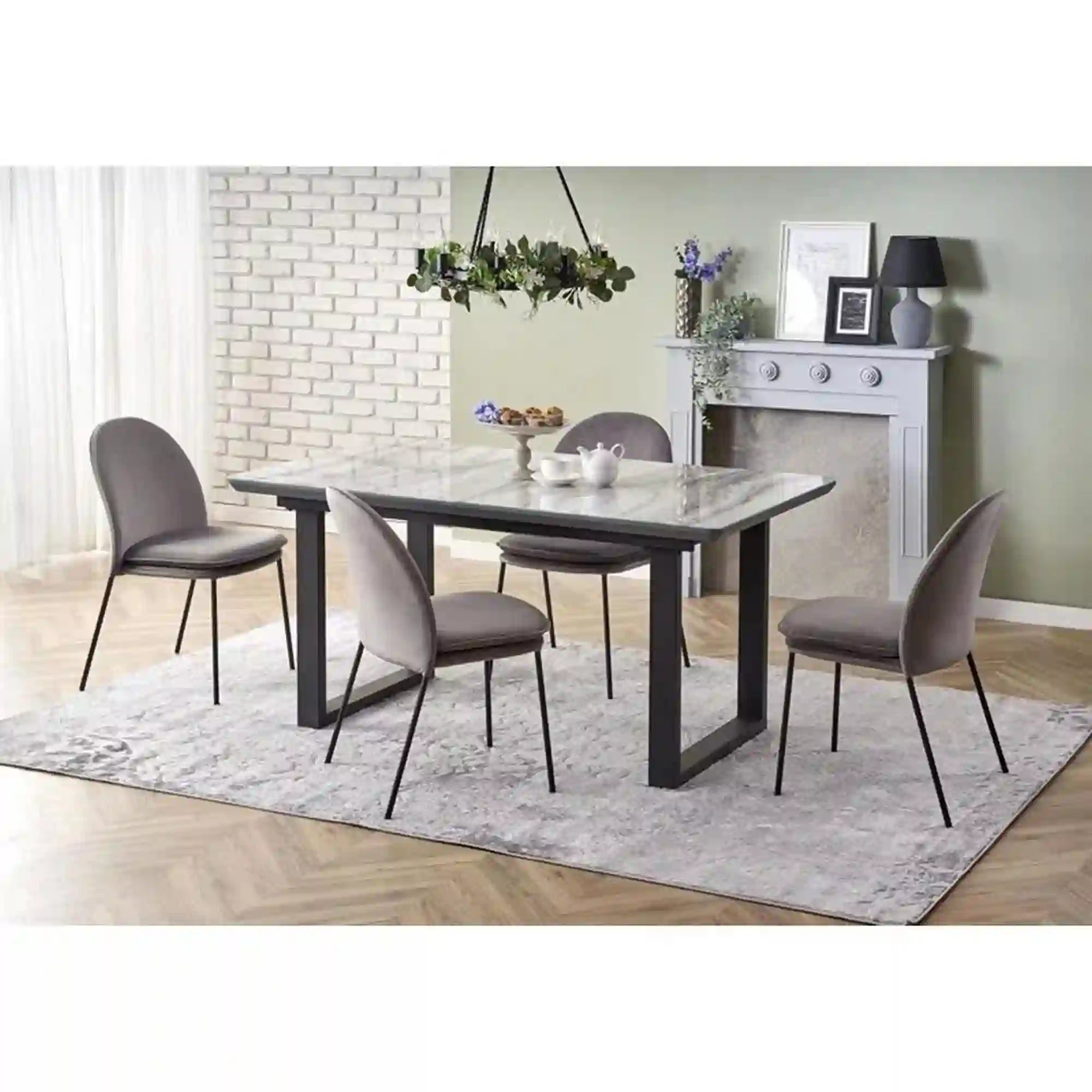 Masa extensibila MARLEY, gri, sticla/otel, 160/200x90x76 cm