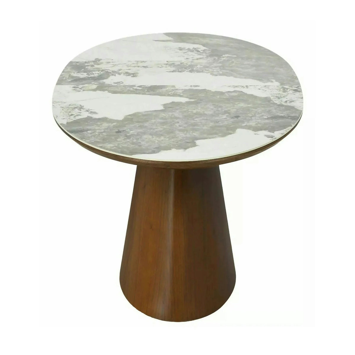 Masă extensibilă MAROCCO, alb/nuc, ceramică/furnir/MDF, 160–200x90x75 cm