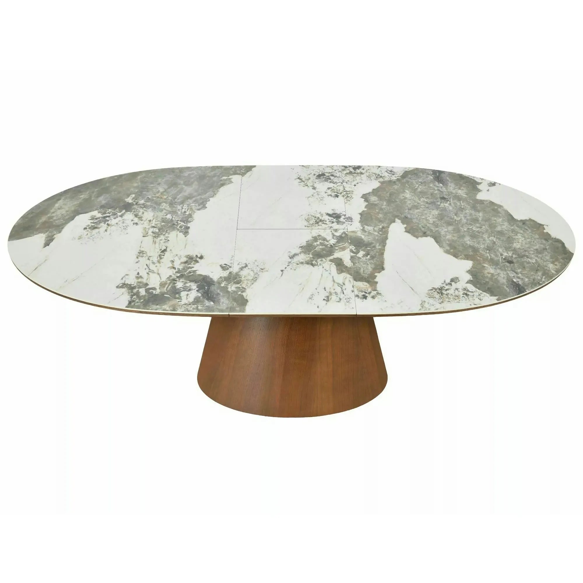 Masă extensibilă MAROCCO, alb/nuc, ceramică/furnir/MDF, 160–200x90x75 cm