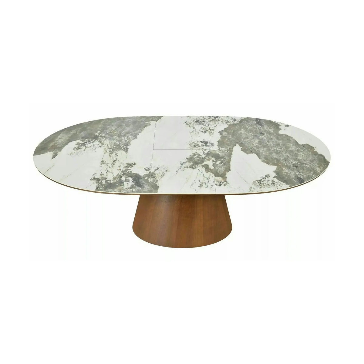 Masă extensibilă MAROCCO, alb/nuc, ceramică/furnir/MDF, 160–200x90x75 cm