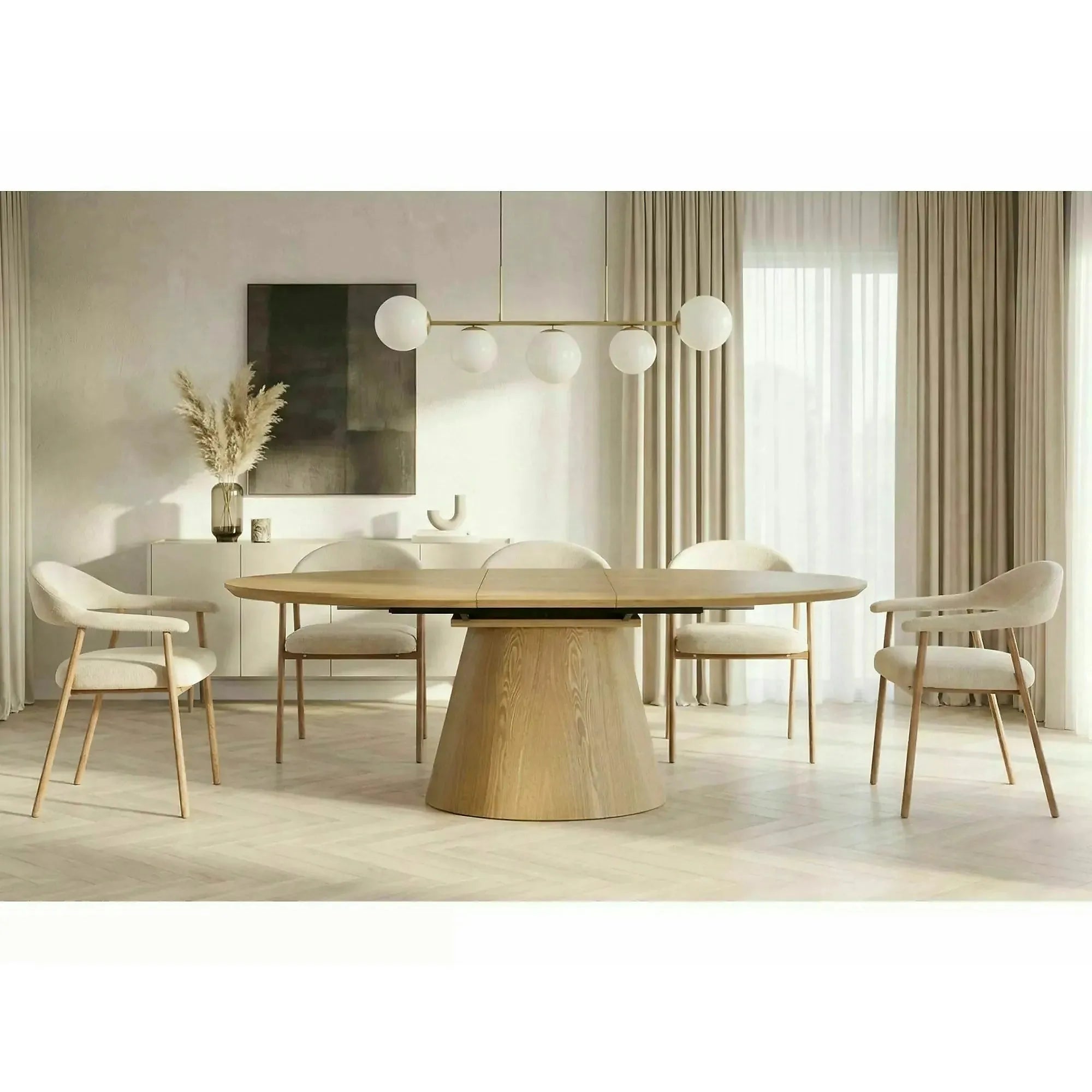 Masă extensibilă MAROCCO, stejar, furnir/MDF, 160–200x100x75 cm