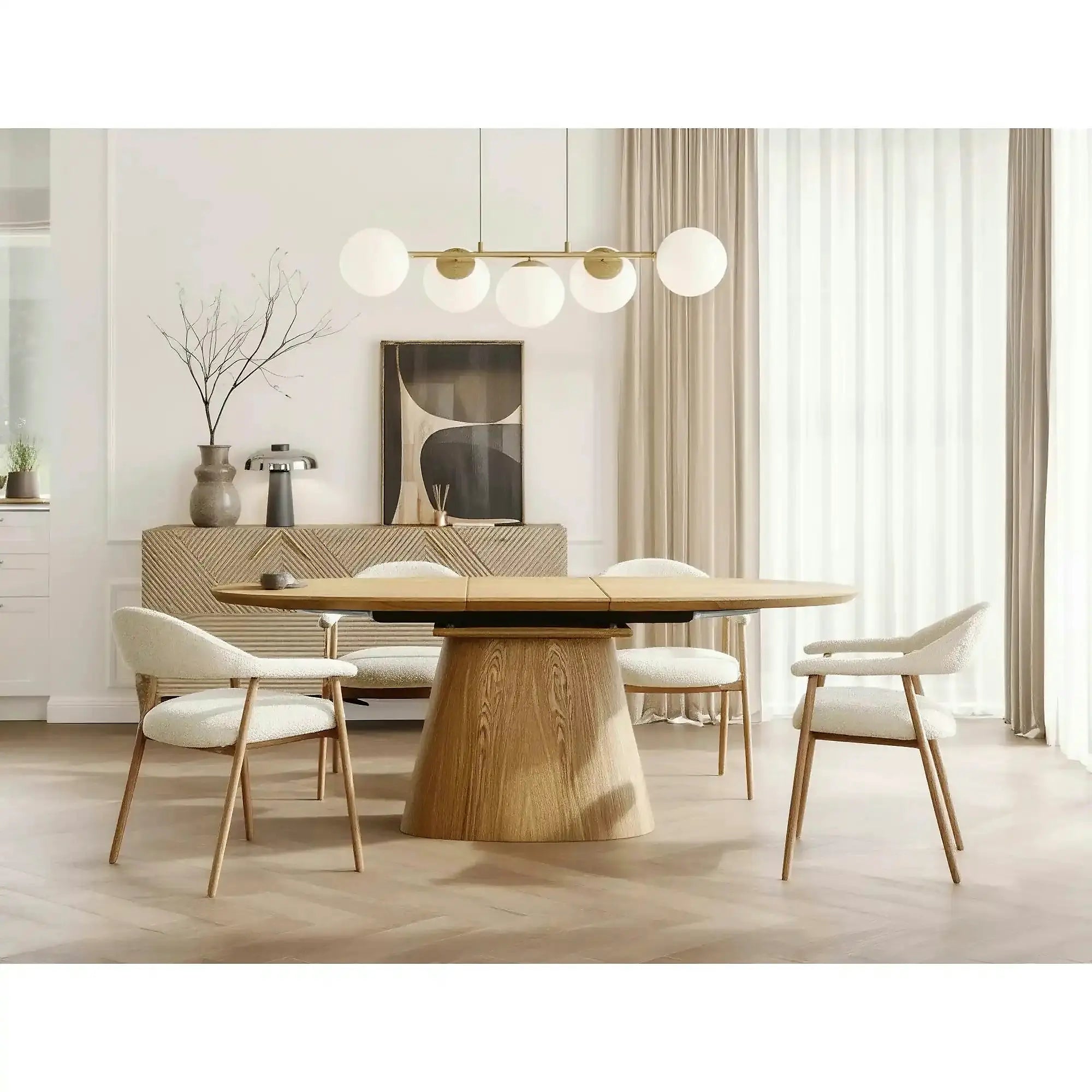 Masă extensibilă MAROCCO, stejar, furnir/MDF, 160–200x100x75 cm