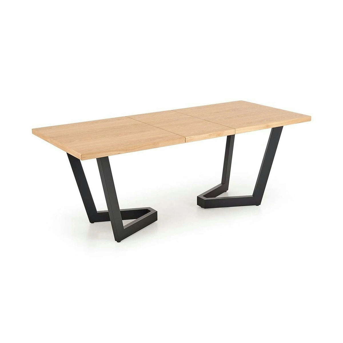 Masa extensibila MASSIVE 2, stejar natural/negru, PAL furniruit/otel, 160-250x90x77 cm