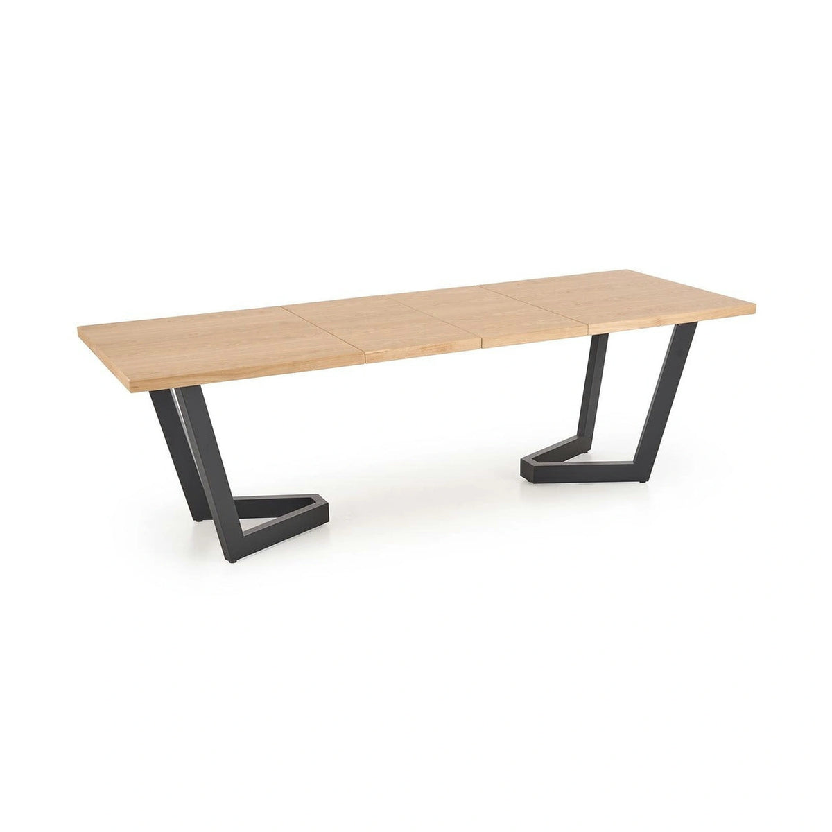 Masa extensibila MASSIVE 2, stejar natural/negru, PAL furniruit/otel, 160-250x90x77 cm
